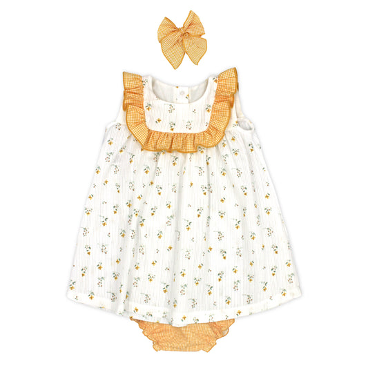 Baby girls easter outfit dress, bloomers and hair clip