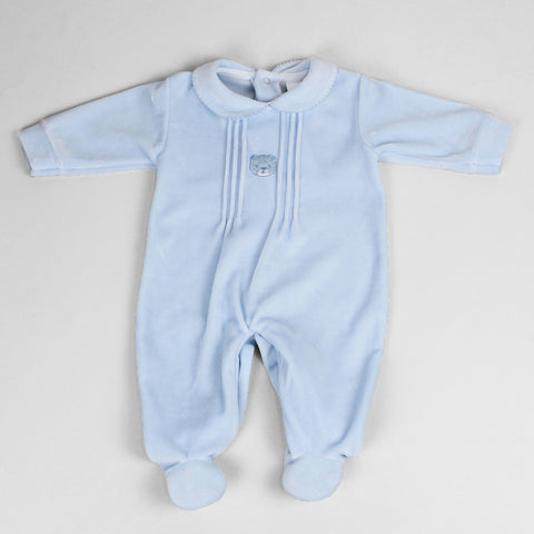 baby boys blue velour onesie