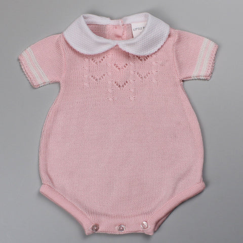Baby Girls Knitted Romper - Pink