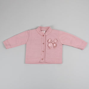 Baby Girls Cardigan with Bow - Dusky Pink