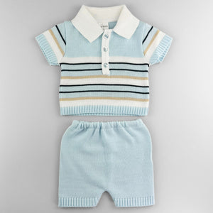 baby boys knitted two piece outfit striped