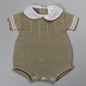 Baby Girls Knitted Romper - Beige