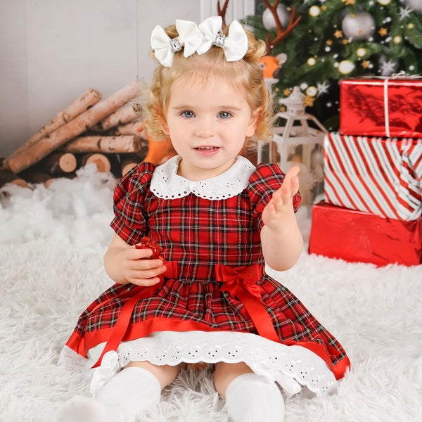 baby girls tartan christmas photoshoot dress