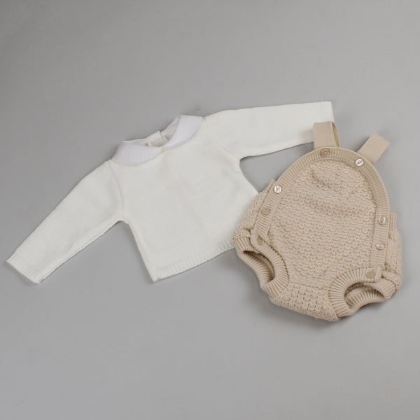 baby unisex beige knitted romper