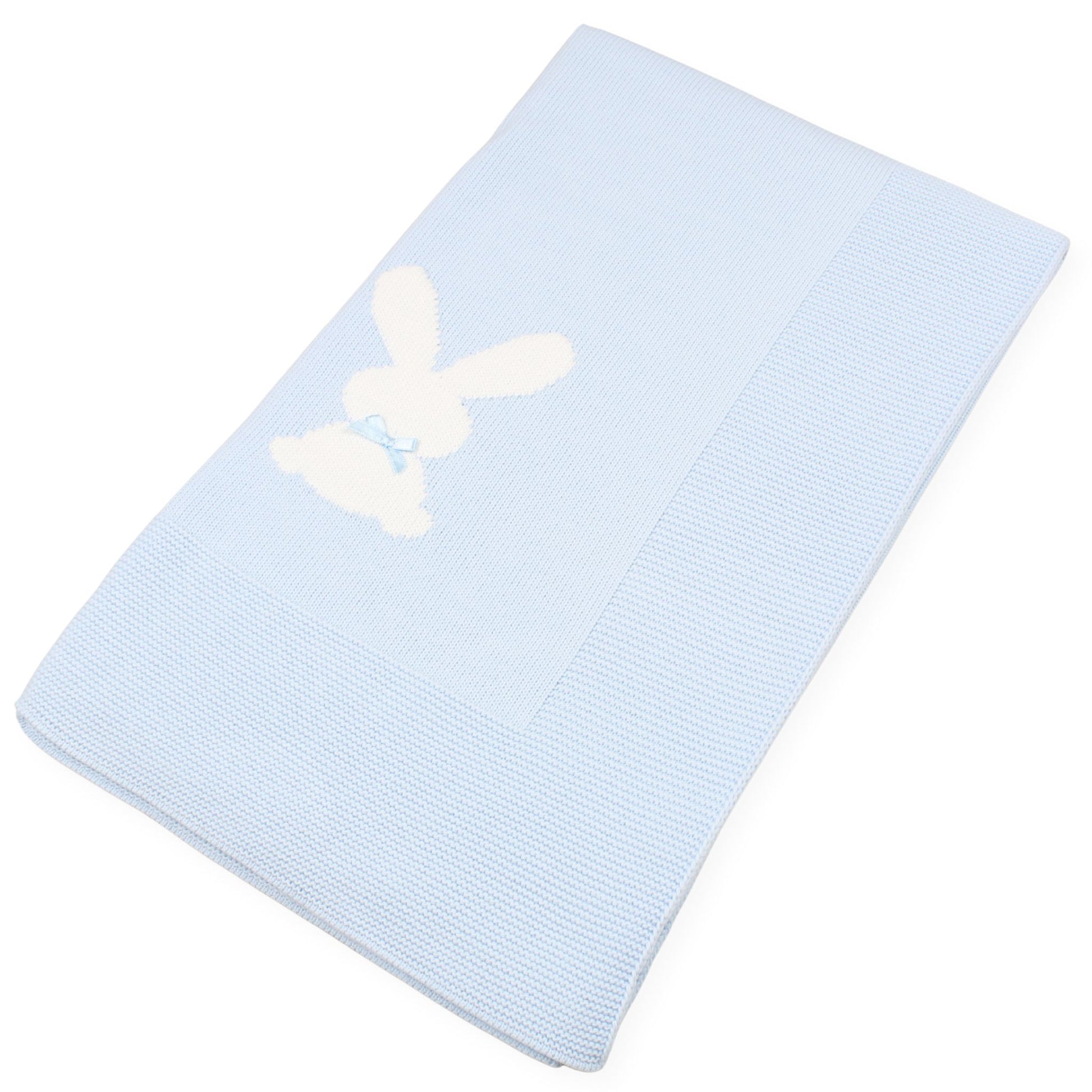 Pex Soft Knitted Baby Blanket with Bunny Design – Blue