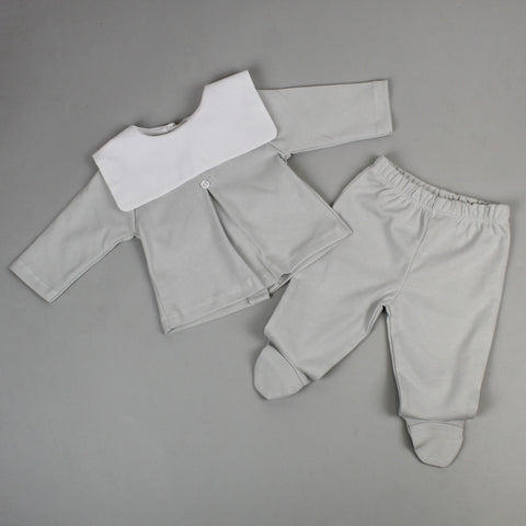 baby grey botton unisex outfit