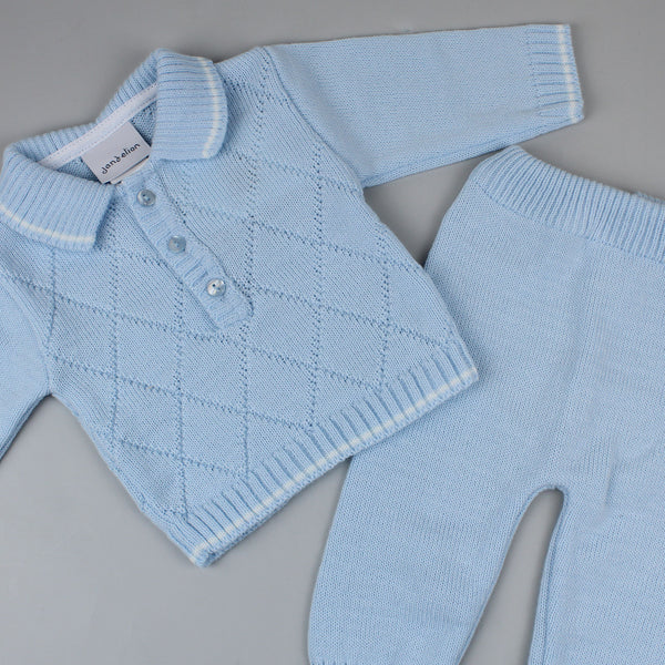 baby boys blue collared jumper
