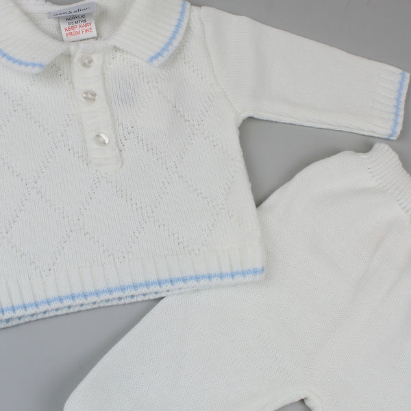 baby boys knitted white outfit dandelion