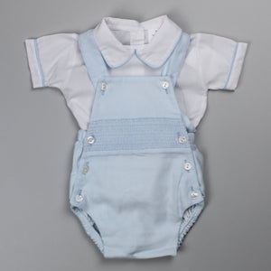 baby boys blue romper and shirt