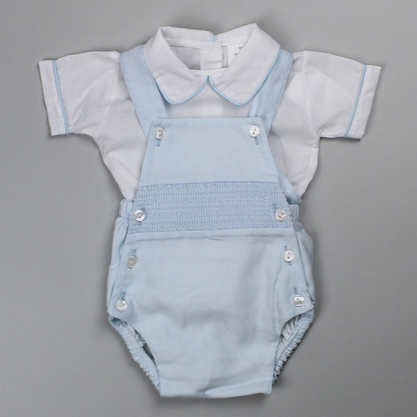 baby boys blue romper and shirt