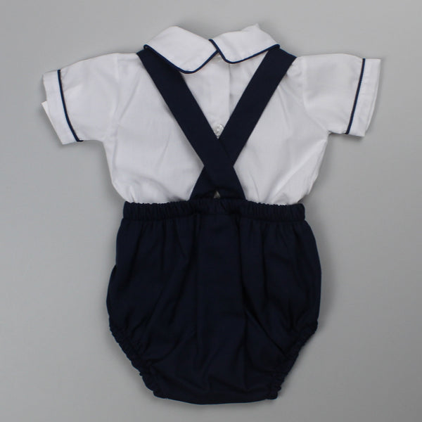 Baby Boys Smocked Romper and Shirt - Navy