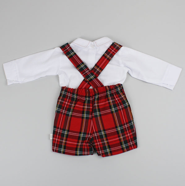 baby boys tartan outfit in red