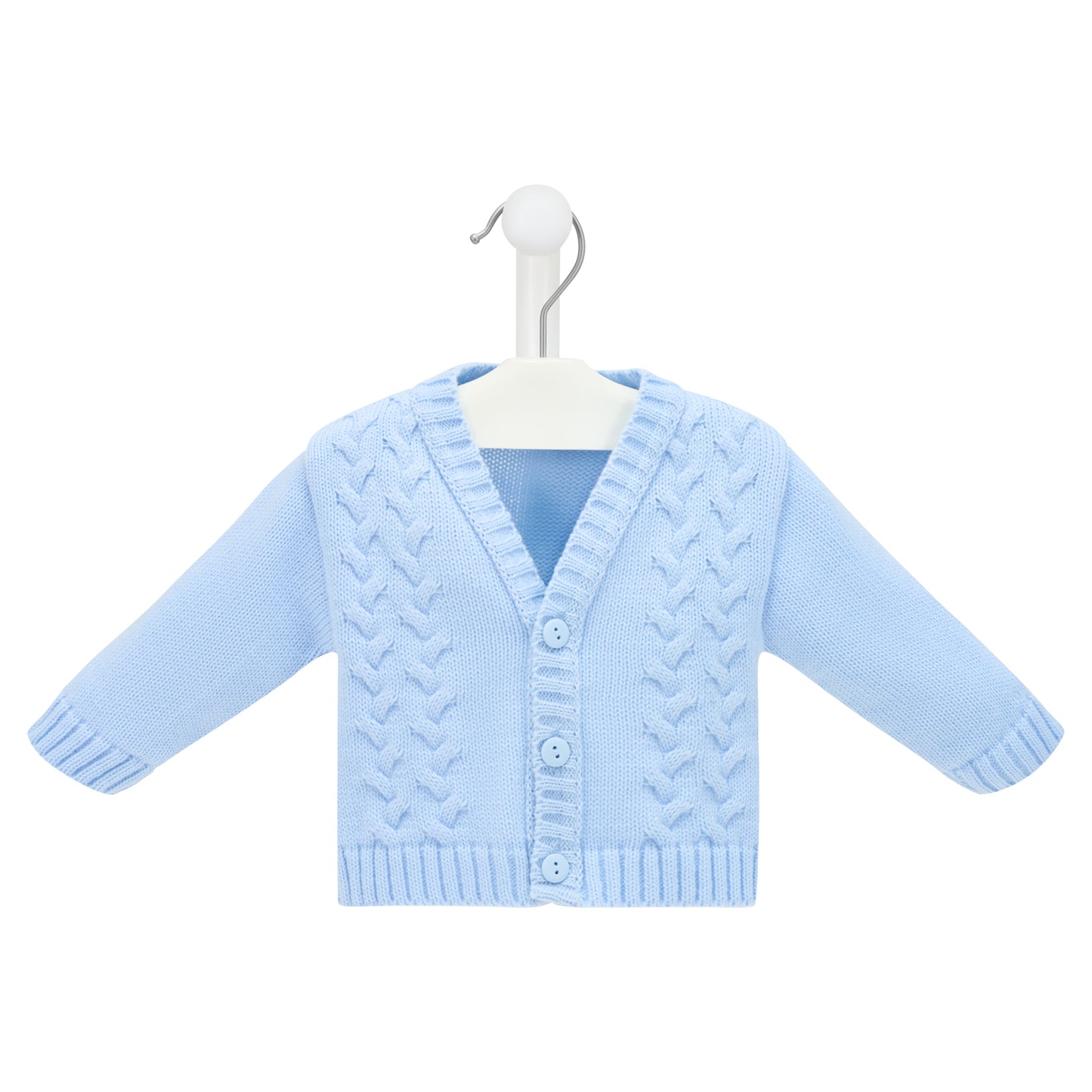 Baby boys blue cardigan knitted
