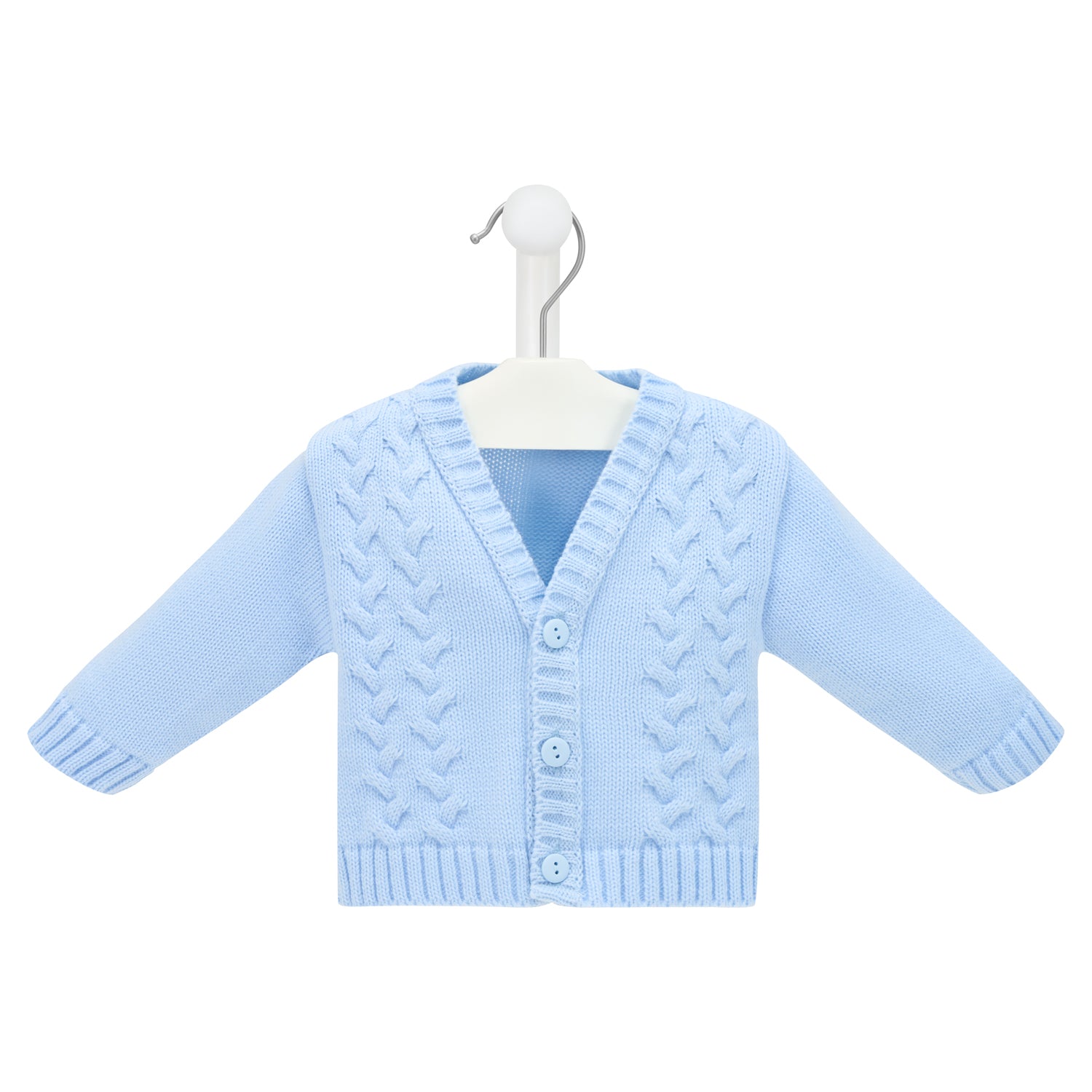 Baby boys blue cardigan knitted