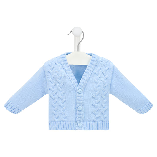 Baby boys blue cardigan knitted