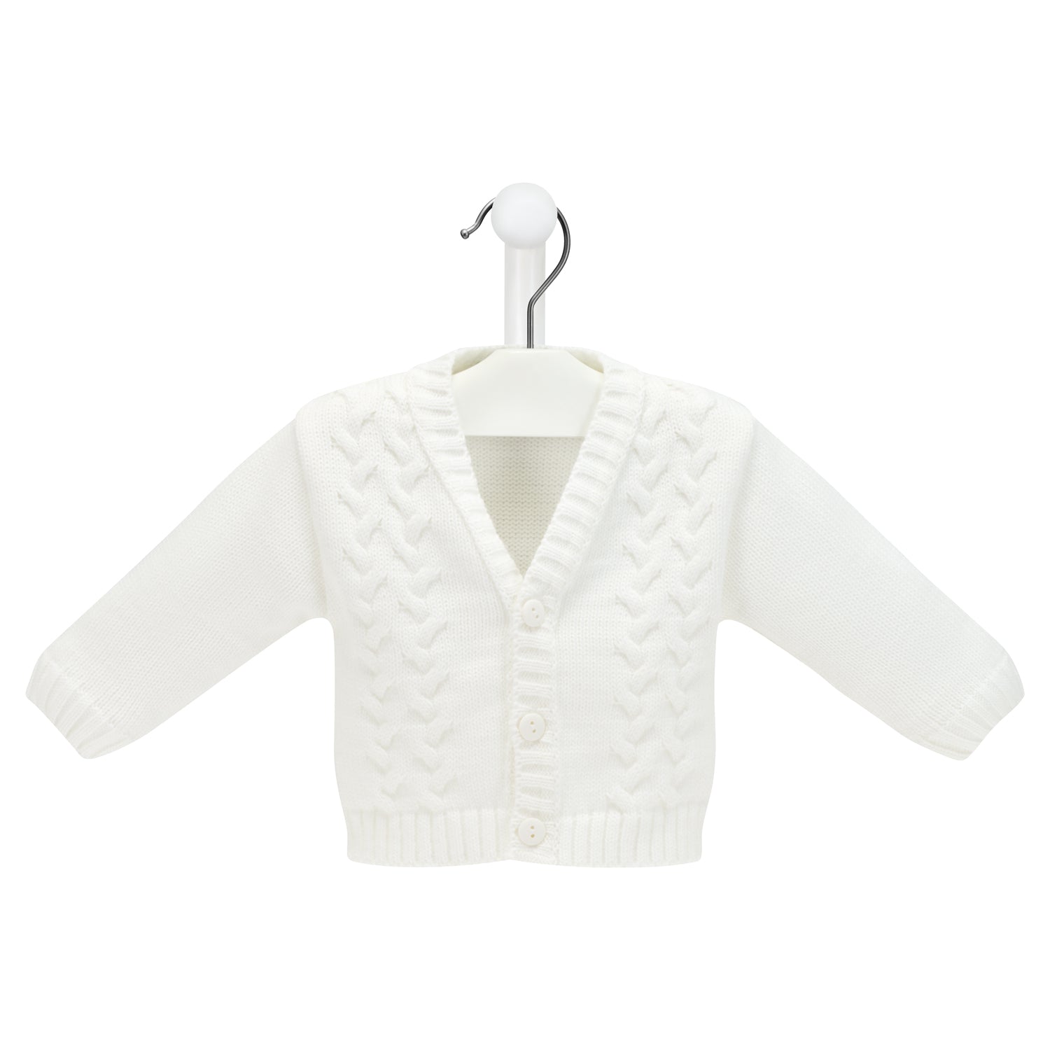 Baby boys white knitted cardigan