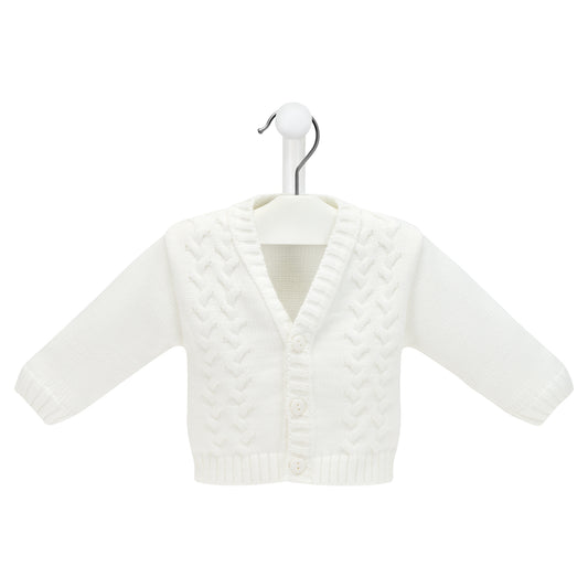 Baby boys white knitted cardigan