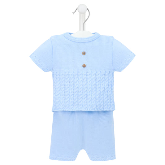 Baby boys blue knitted outfit