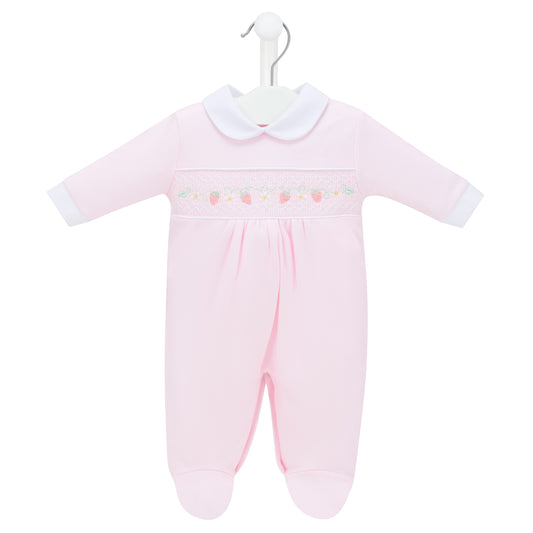 Baby girls sleepsuit wit strawberry pattern