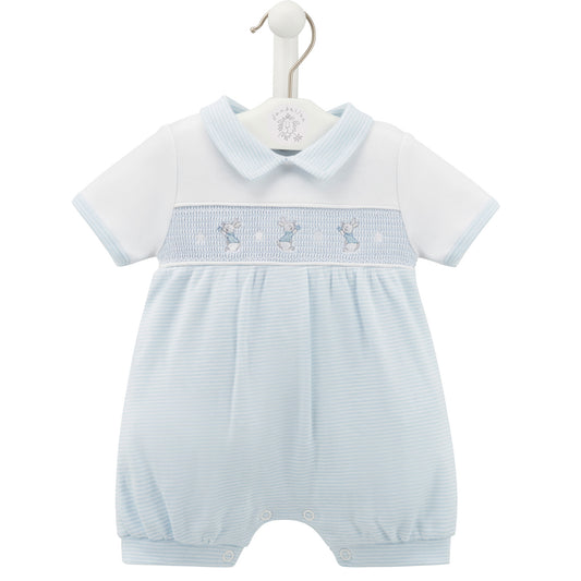 baby boys romper with rabbits easter