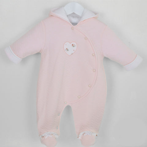 baby girls pink snowsuit pex