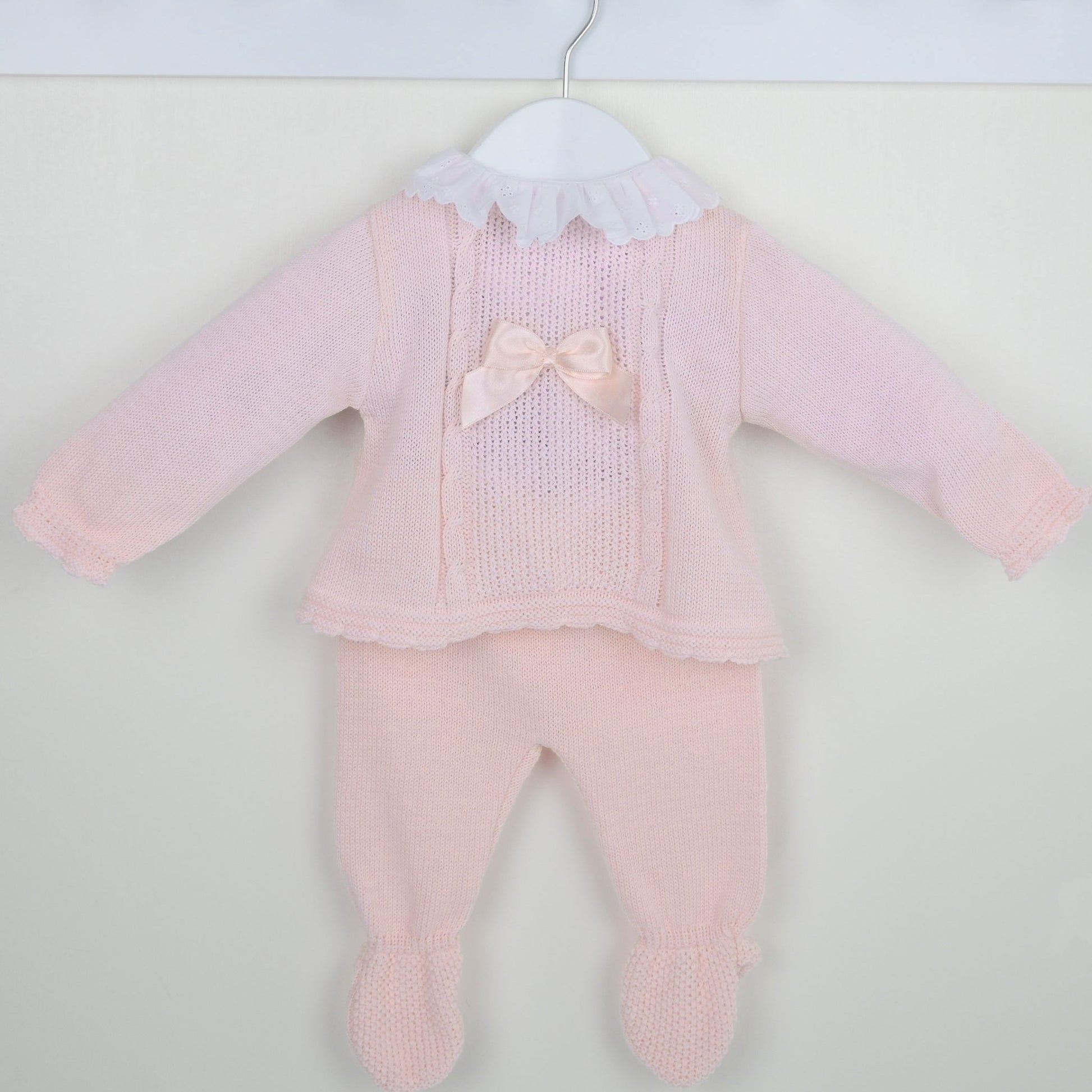 baby girls pink knitted pex outfit