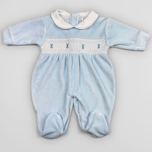 baby boys bunny embroidery velour