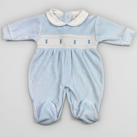 baby boys bunny embroidery velour