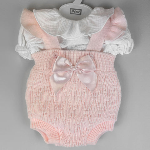 baby girls pink two piece pex knitted romper