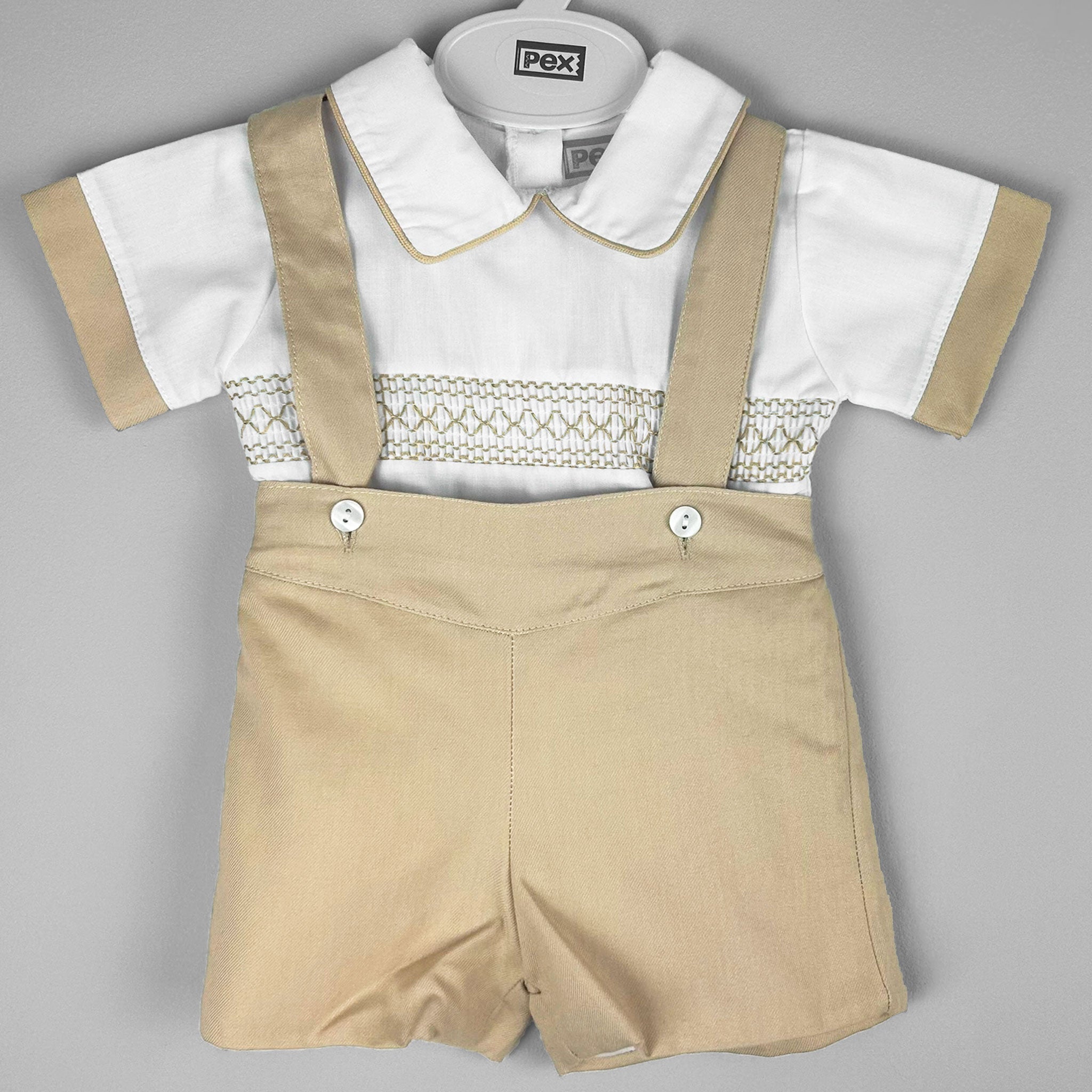 baby boys two piece beige outfit summer pex