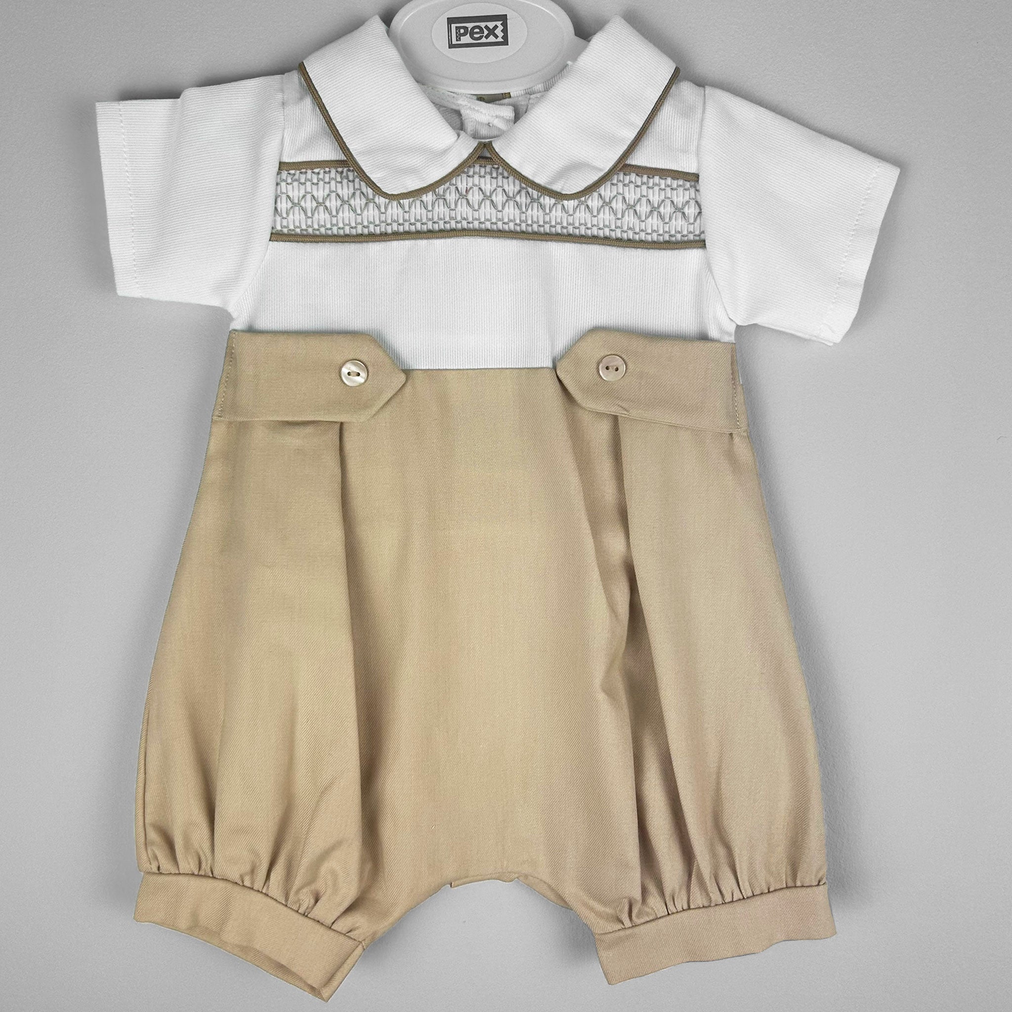 BABY BOYS BEIGE ROMPER SUMMER OUTFIT PEX