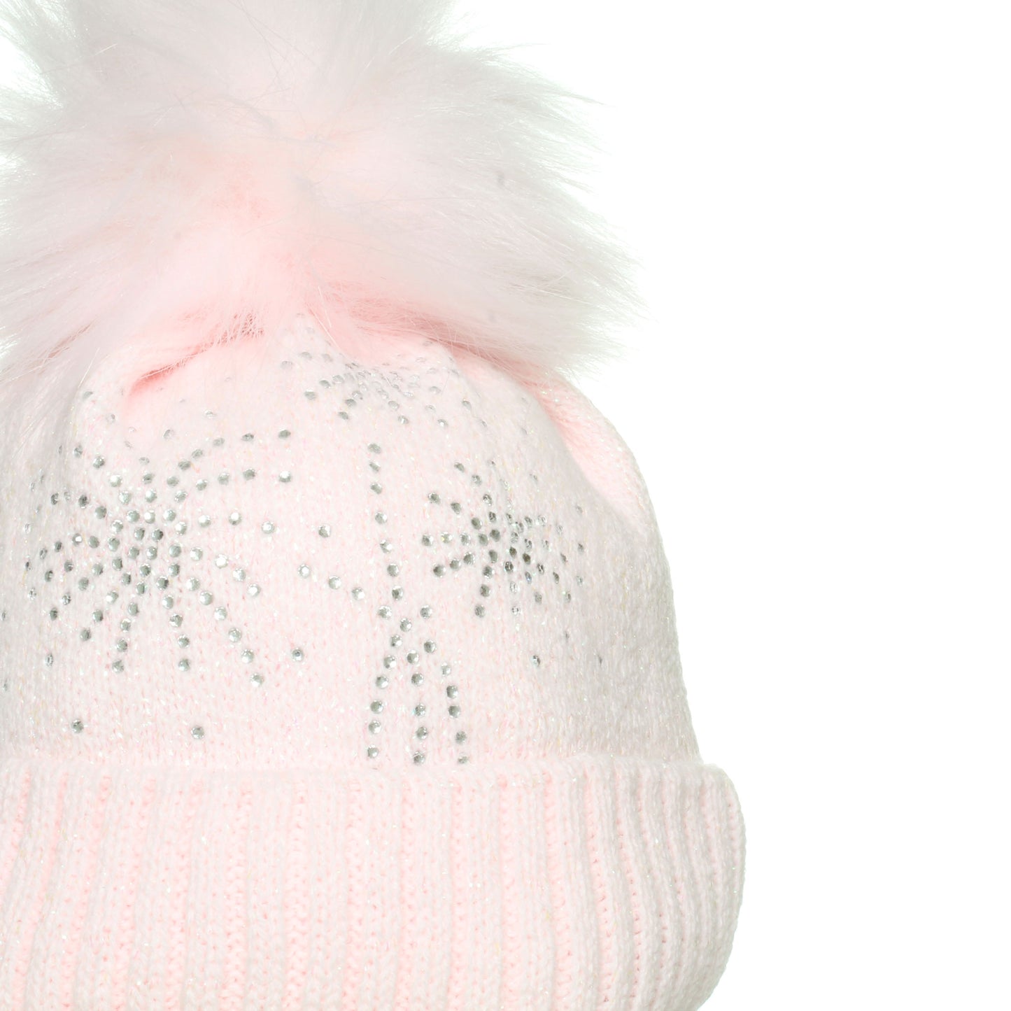 Baby Girls Pink Fur Pom Knitted Hat - Confetti
