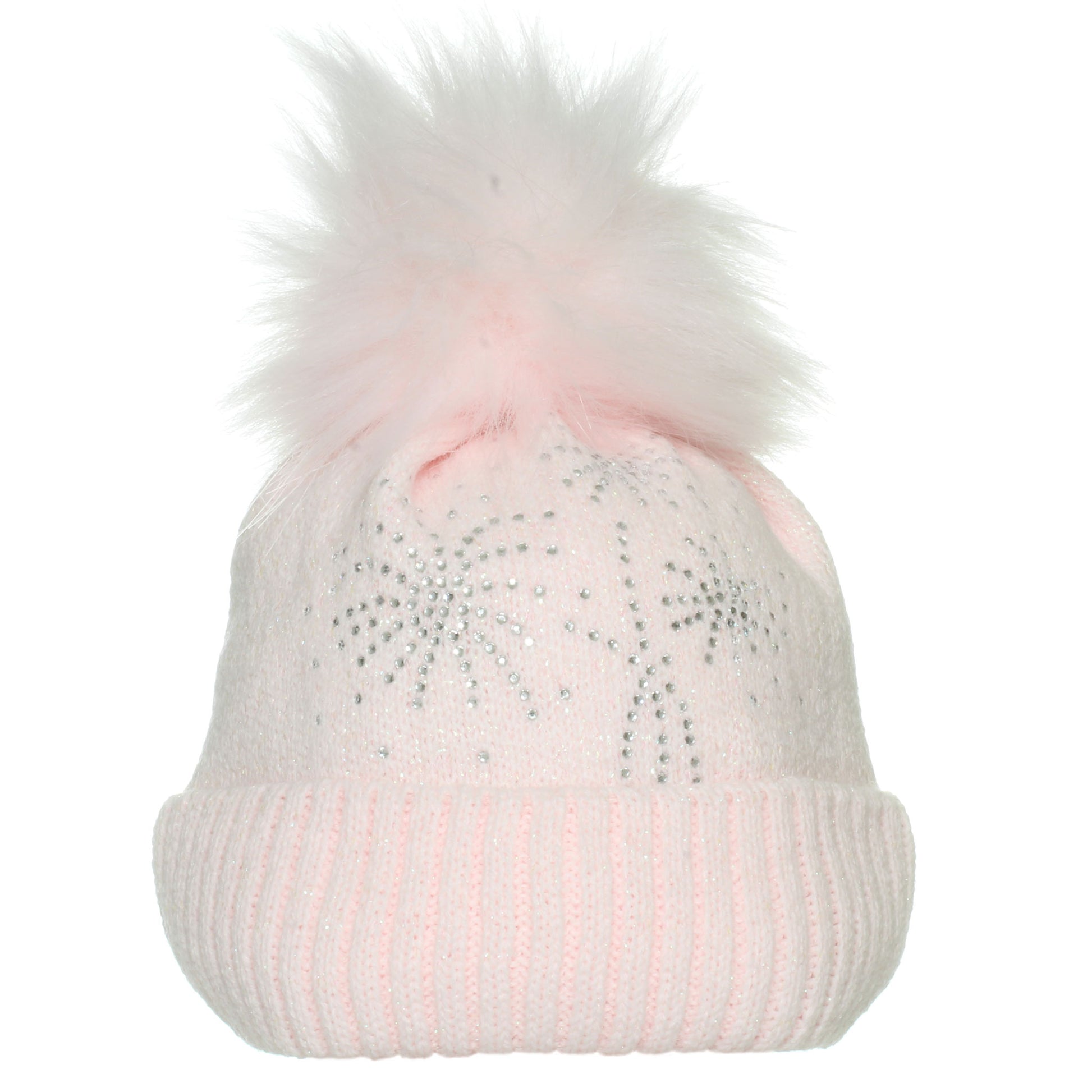 Baby Girls Pink Fur Pom Knitted Hat - Confetti
