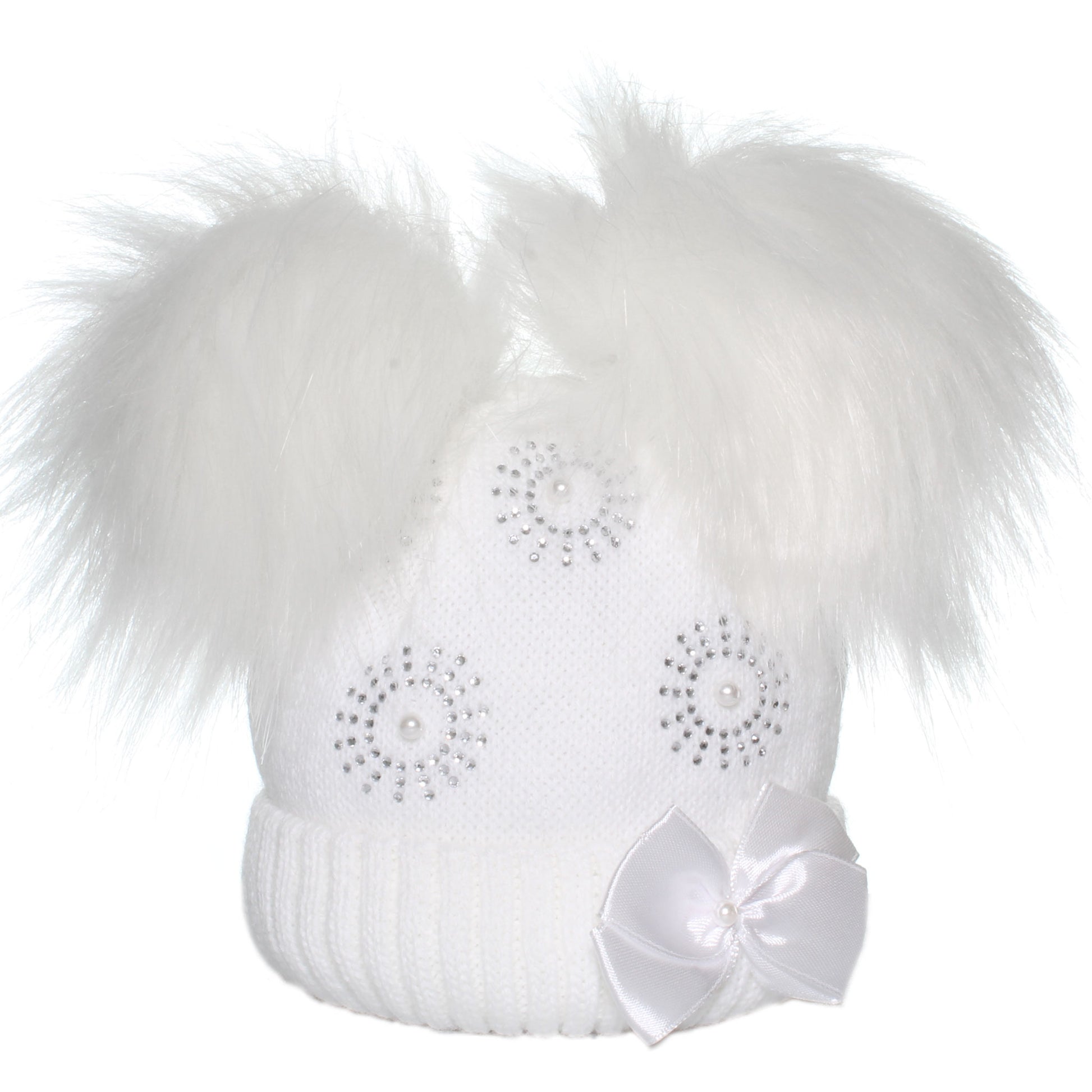 girls white pom pom hat Little Nosh 