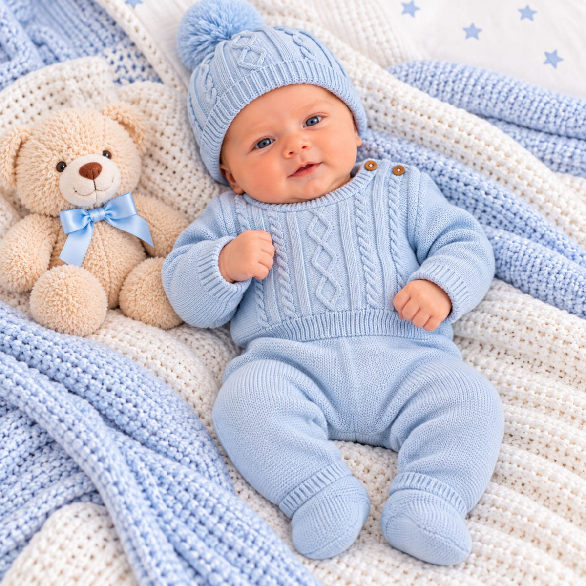baby boy 3 piece knitted outfit