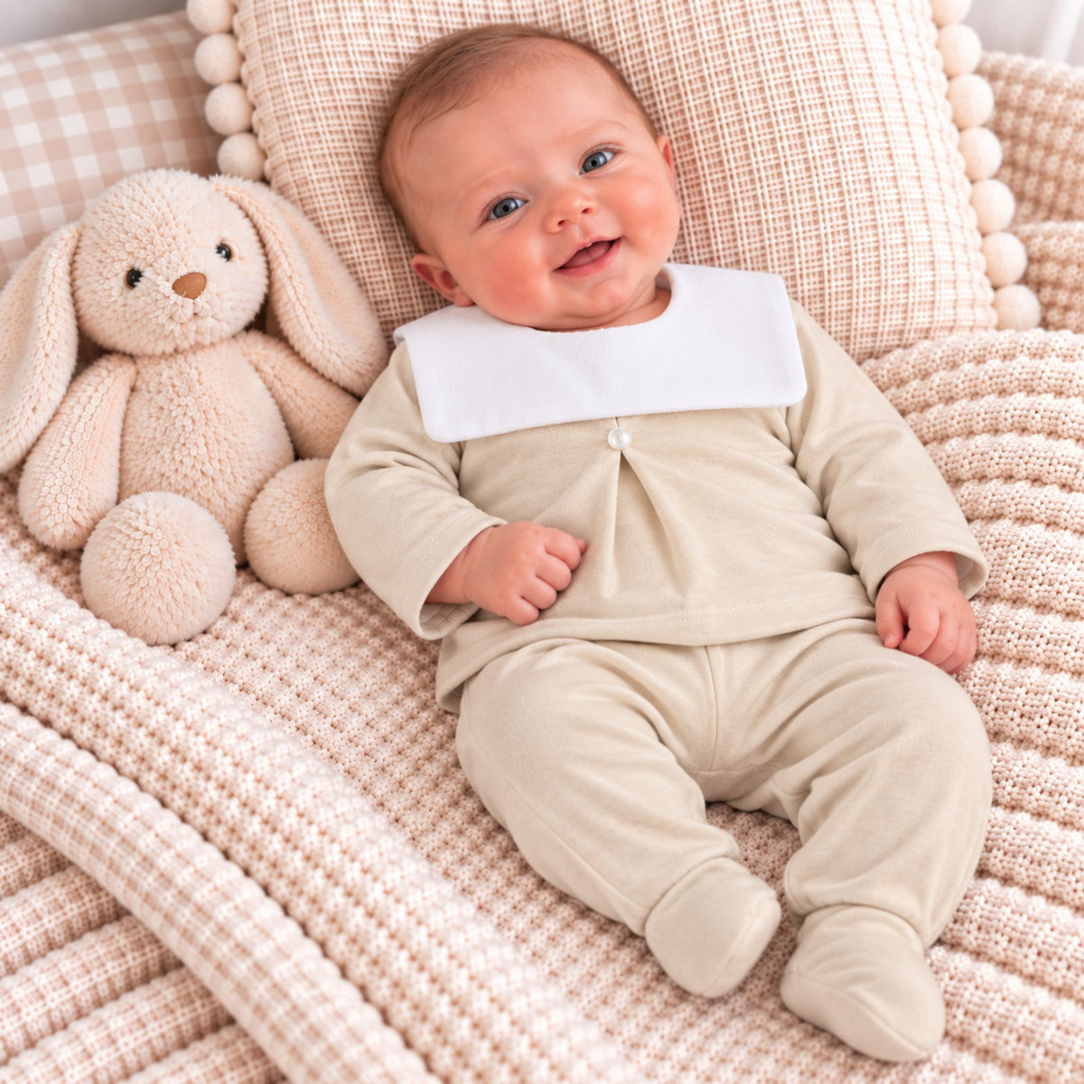 baby boy beige two piece outfit