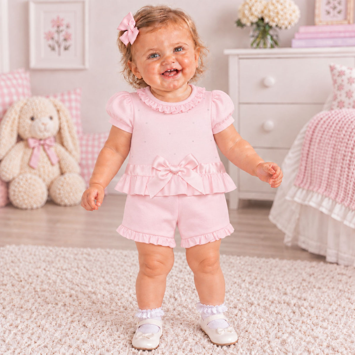 baby girl pink short set