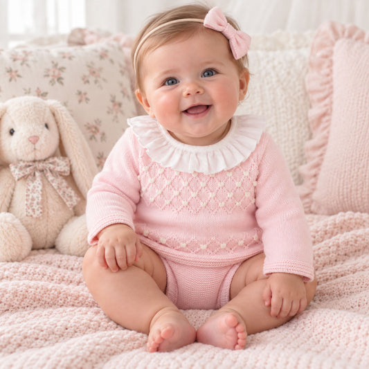 Baby Girls Pink Knitted Top & Jam Pants Set