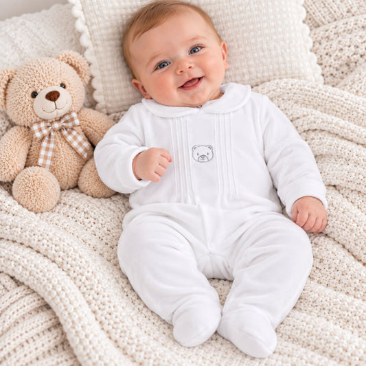 unisex teddy velour sleepsuit