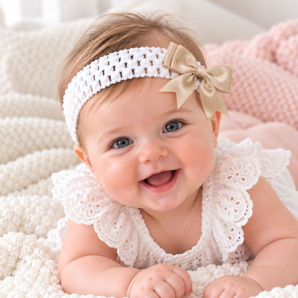 baby girl headband with beige bow