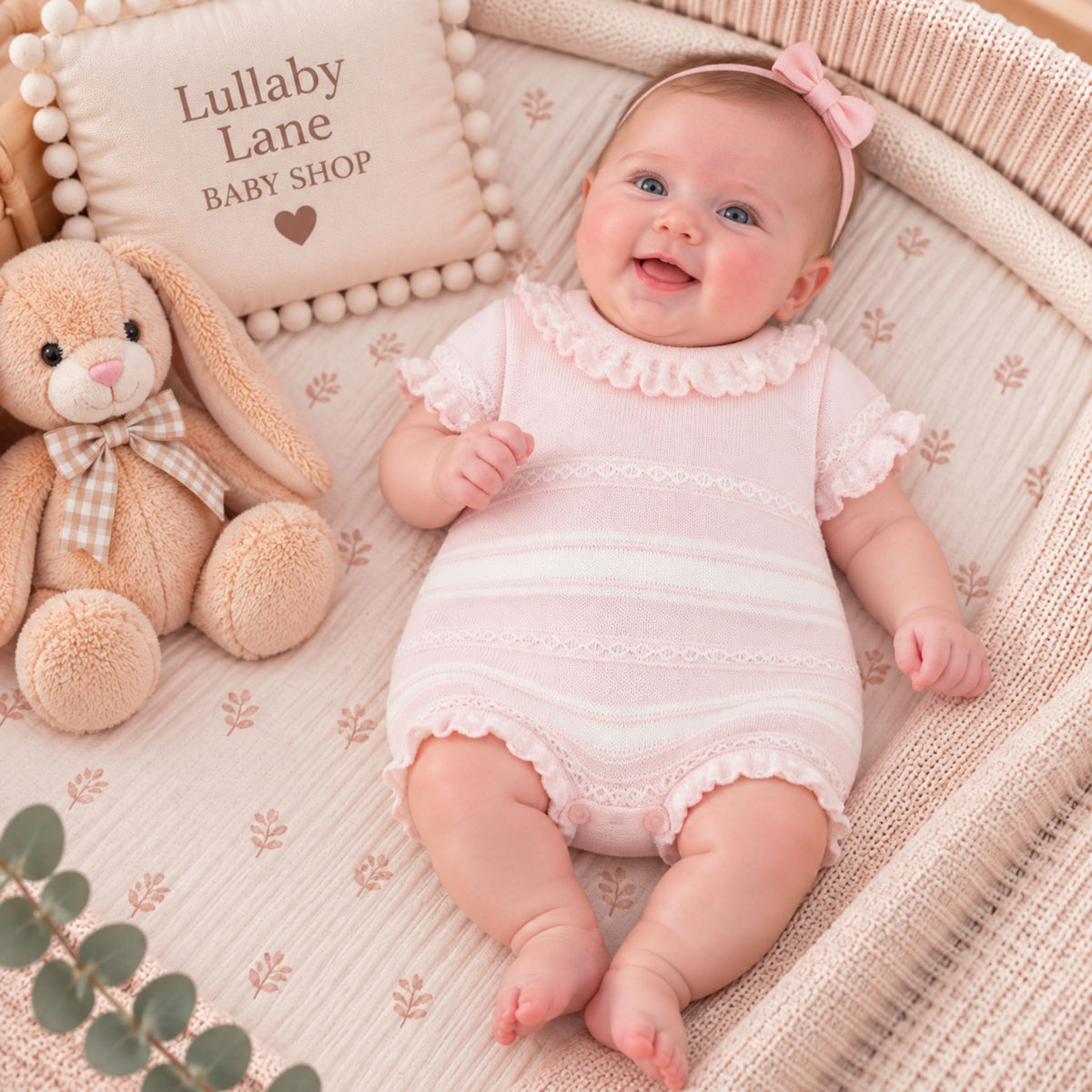 baby girls pink kniited romper