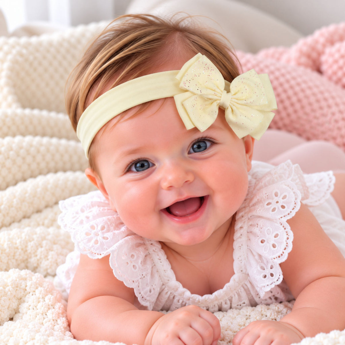 baby headband with lemon sparkle bow