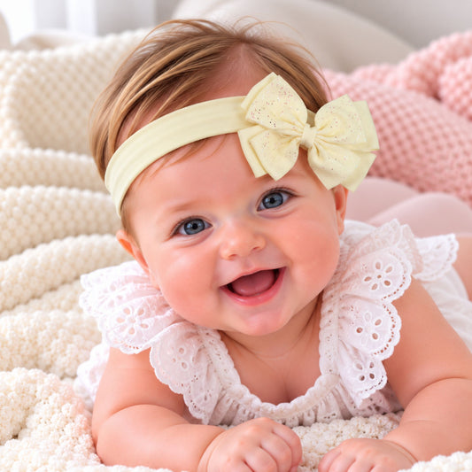baby headband with lemon sparkle bow
