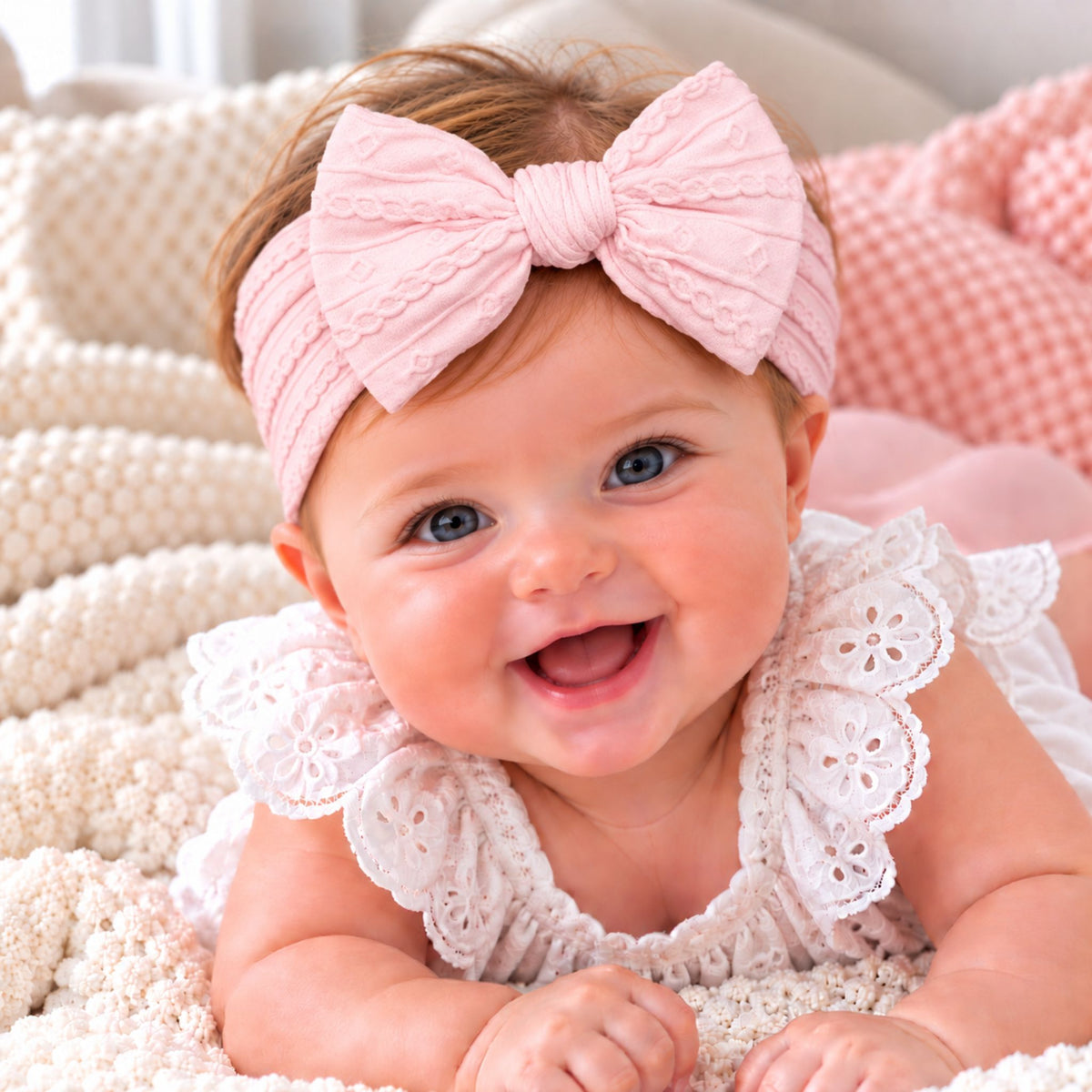 Baby headband with Large Bow  - Pink