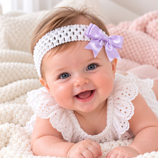 baby girl headband with lilac bow