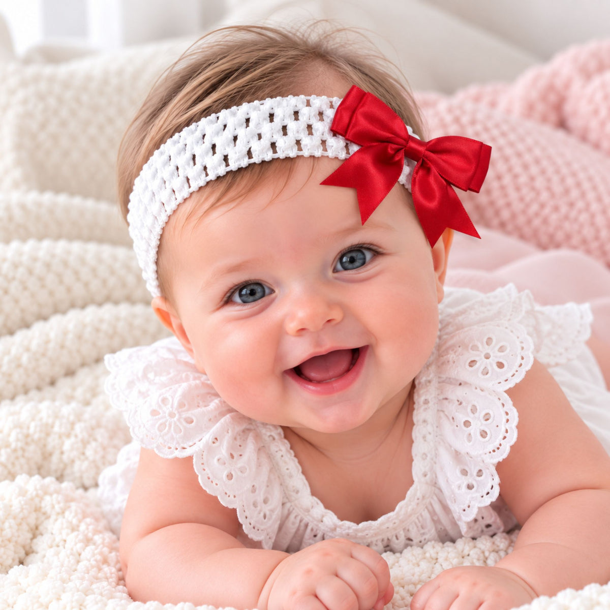 baby girl headband with red bow