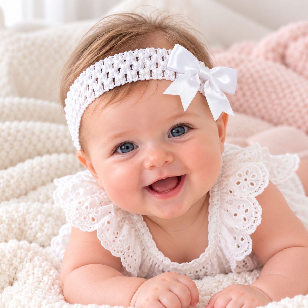 baby girl headband with white bow