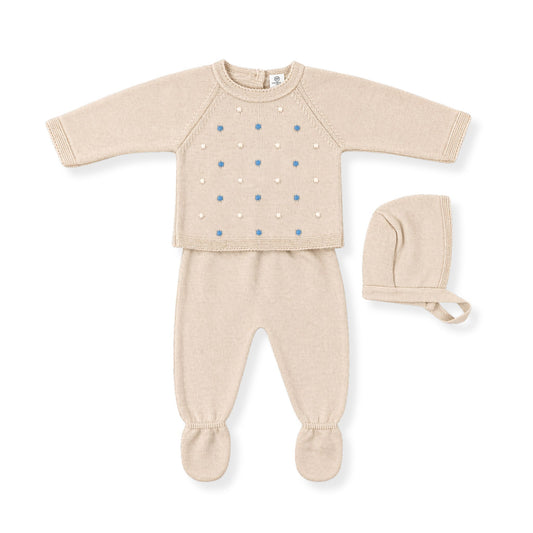Baby outfit set with long-sleeve shirt, footed pants