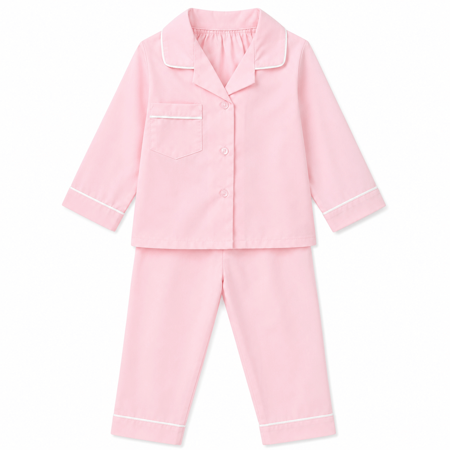Classic Pink Children's Pyjamas with White Piping