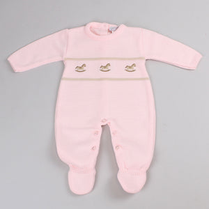baby girls pink all in one knitted 
